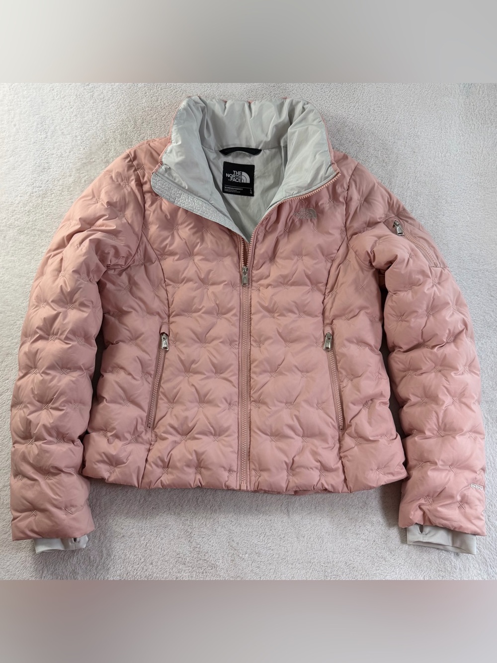 The North Face Holladown Crop 550 Down Pink Puffer Jacket L